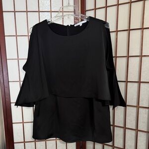 Preston & York Elegant Black Cold Shoulder Blouse PTP 22.5 inches